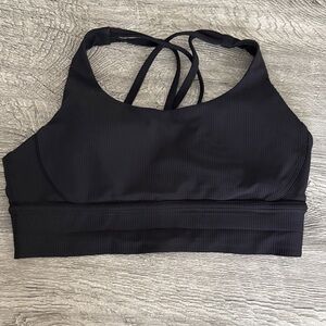 Lululemon Athletica Black strappy ribbed Sports Bra sz 12